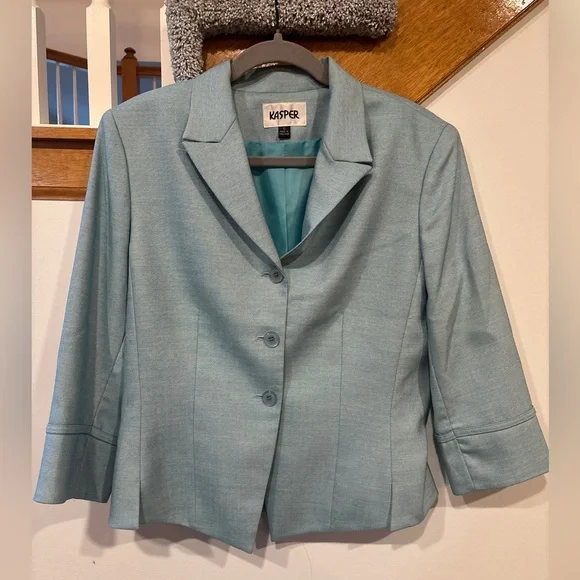 Kasper Blue Women's Skirt and Blazer Suit Set - Picture 5 of 10